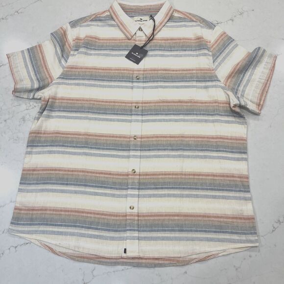 Normal Brand NEW XXL Freshwater Button Up Short Sleeve Shirt Canyon Stripe - Picture 1 of 15
